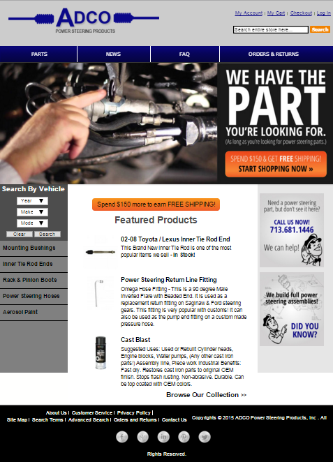 Auto parts eCommerce website design 