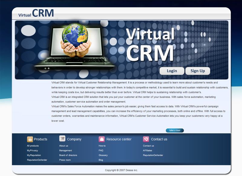 Virtual CRM technology design and development 