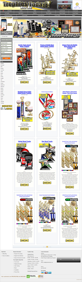 Trophies wholesales and retail eCommerce web design 