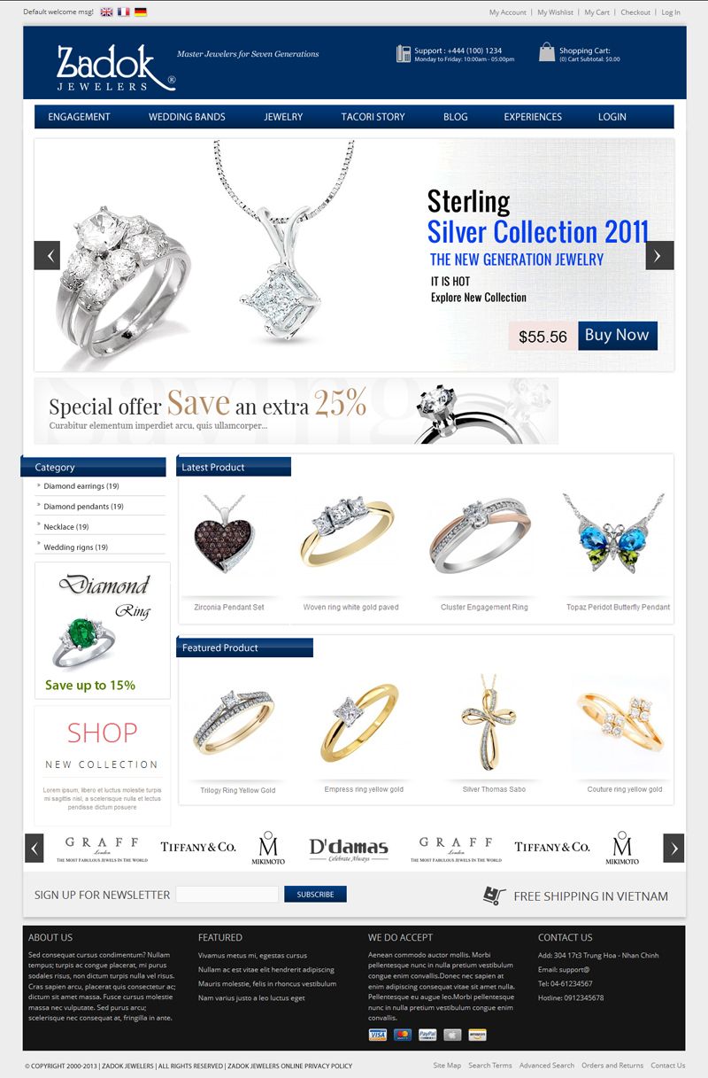 Jewelry eCommerce retail website design 