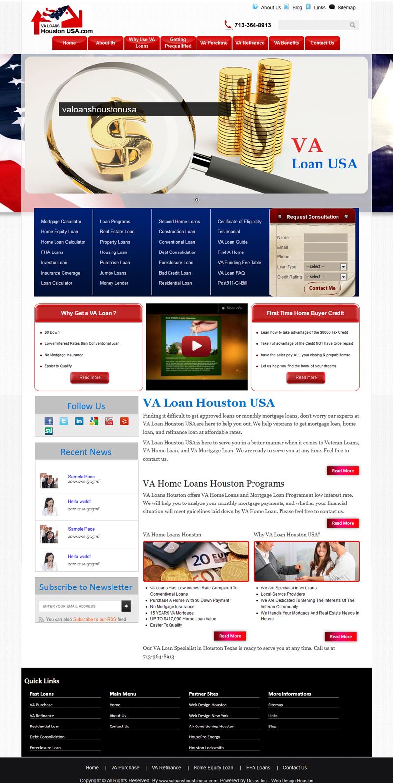 VA Loans advisory and services web design 
