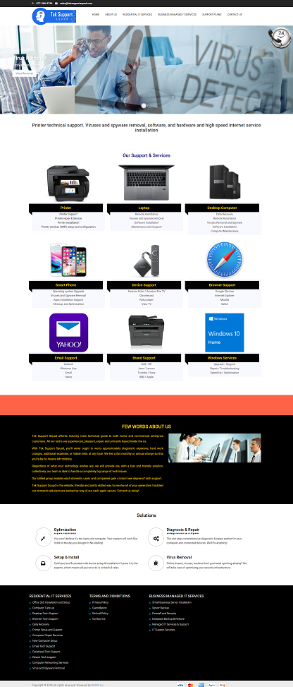 Online Computer and Printer technical support web design 