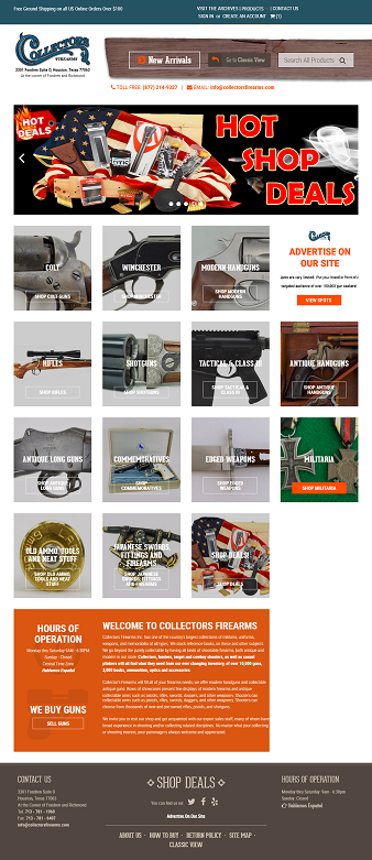 Firearms, weapons ecommerce web design and development 