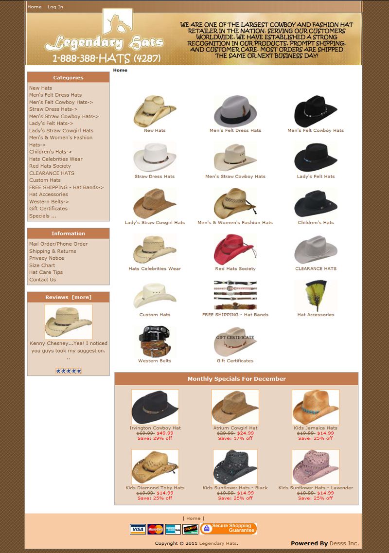 Hats eCommerce retail website design 