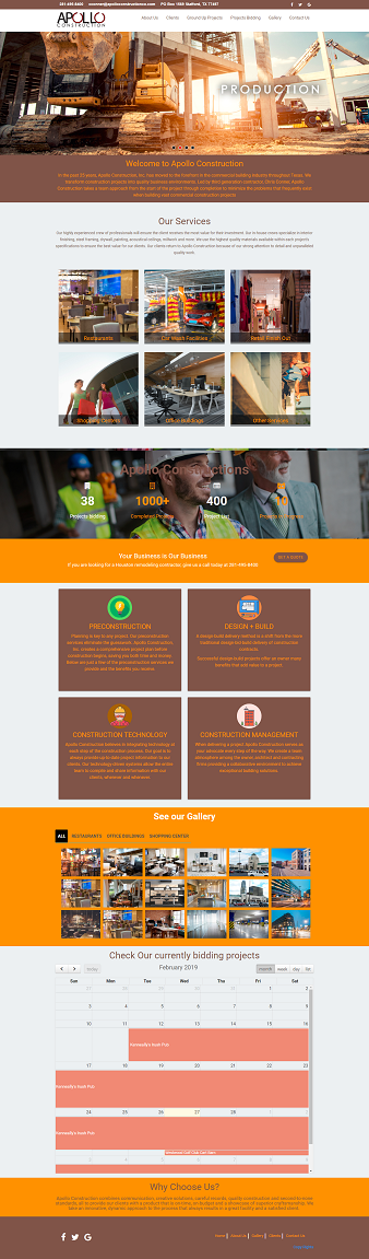 Commercial building construction company web design and development 