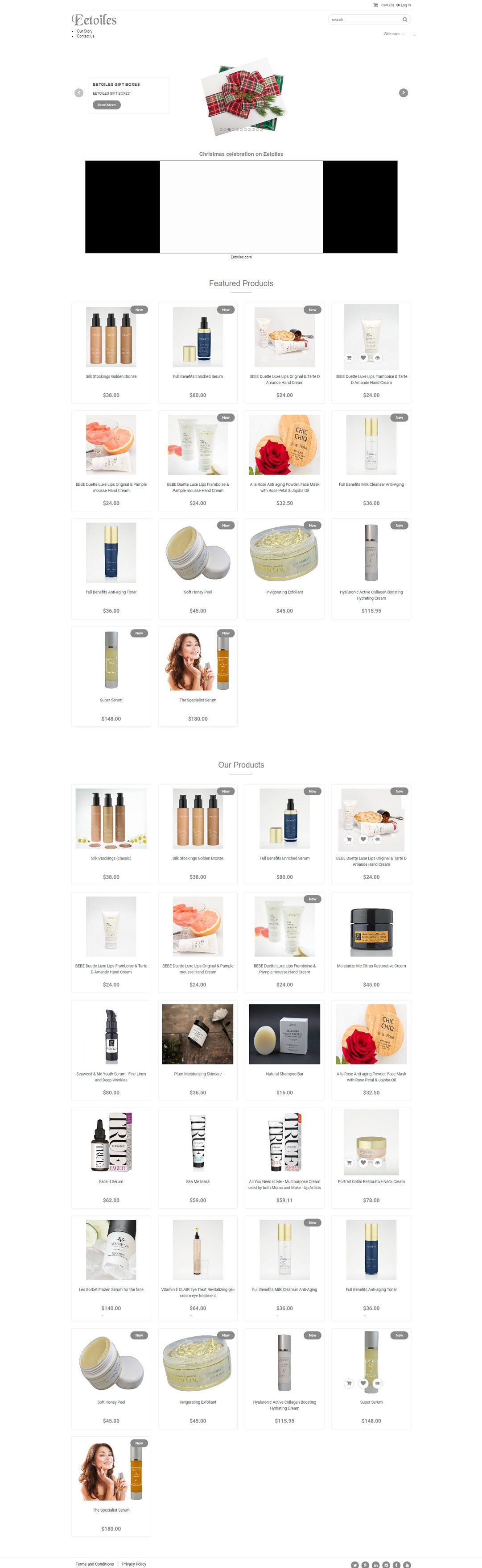 Skin Care and cosmetic ecommerce retail website design 
