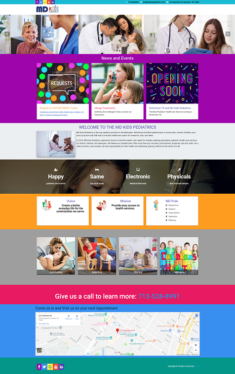 Pediatric practice clinic web design web development 
